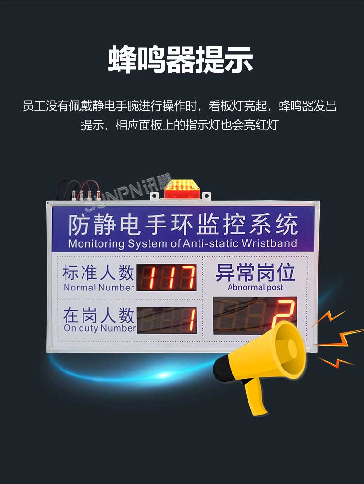 防靜電監控看板帶異常報警功能 防靜電監控看板帶異常報警功能
